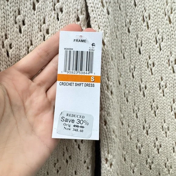 NWT Frame Cream Long Sleeve Crochet Dress - Picture 4 of 8